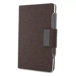 Caderno Capa Dura em PU e Fibra Café ou Chá Personalizado Barato