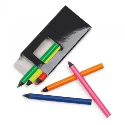 Caixa com 6 lápis pequenos fluorescentes Personalizada 