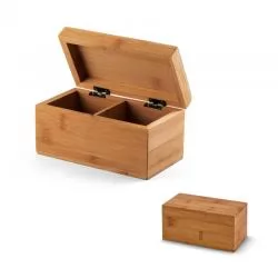 Caixa de Chás em Bambu com 2 Compartimentos e Fecho com Íman Personalizada 