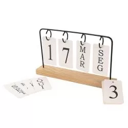 Calendário Permanente Madeira com Alça Metal Personalizado Barato