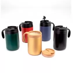 Caneca Metal Térmica Parede Dupla e Tampa Plástica Personalizada Barato