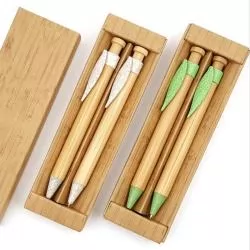 Conjunto Caneta e Lapiseira Bambu Personalizado Barato