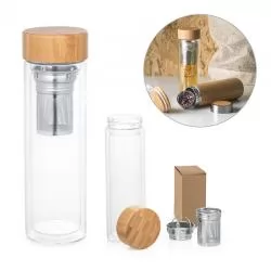 Garrafa Squeeze Vidro com Infusor em Ao Inox Personalizada 