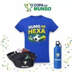 Kit Carnaval e Copa do Mundo/ Vai Brasil 3 peças Personalizado Barato