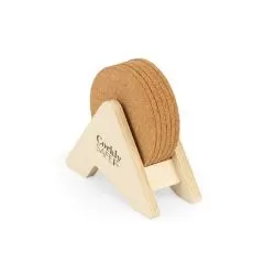 Porta Copos em Madeira com 6 bases em Cortiça Personalizada Barato