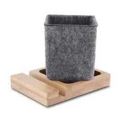 Suporte para Celular em Bambu com Porta Objetos Personalizado Barato