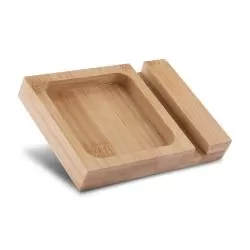 Suporte para Celular em Bambu com Porta Objetos Personalizado Barato